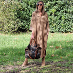 BOMBAZINE LONDON CAMEL DRESS