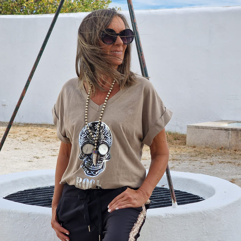 T-SHIRT SKULL TAUPE