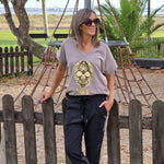 T-SHIRT SKULL MARRON