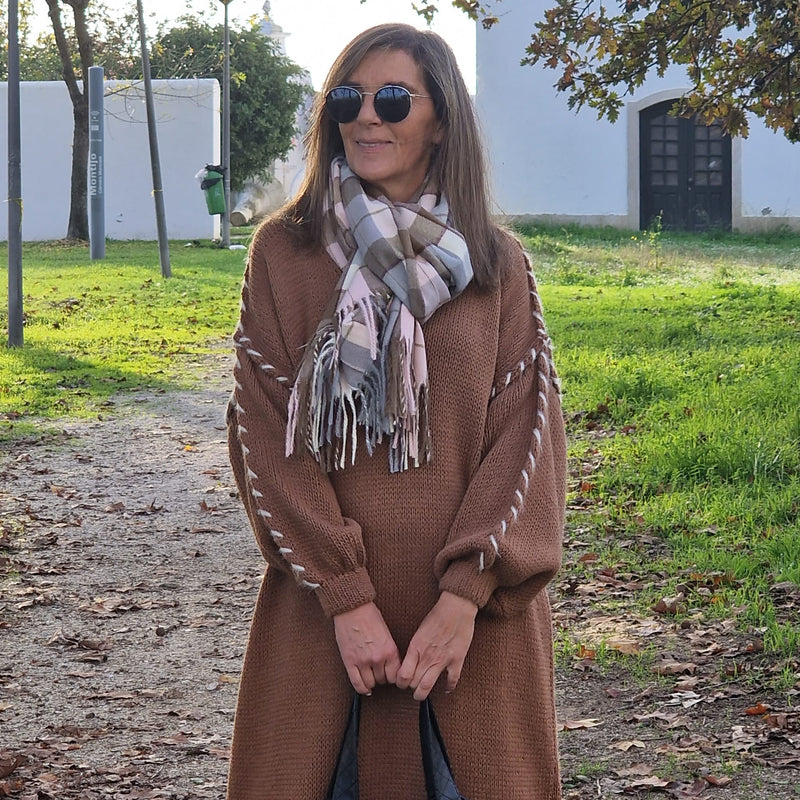 LIPS CAMEL KNITTED DRESS